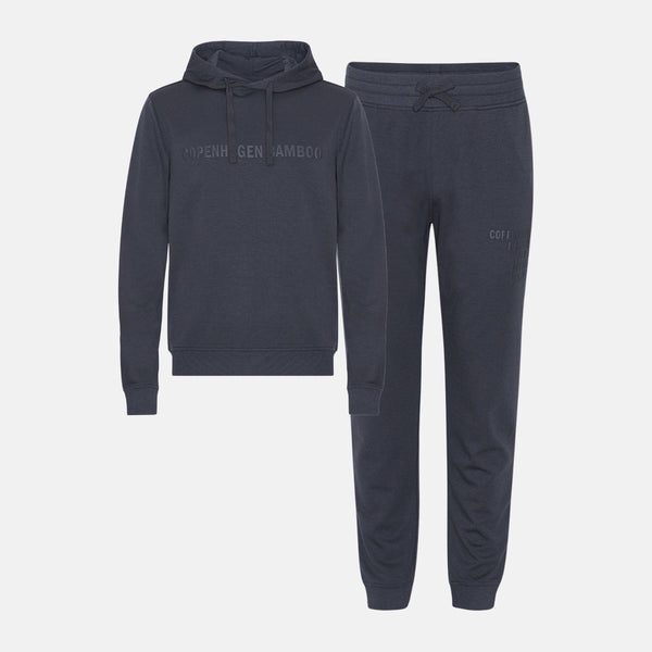 Dunkelgrauer Bambus-Kapuzen-Jogginganzug mit Logo