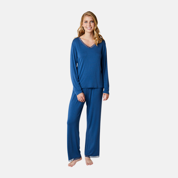 Jasmin Bambus Nacht Hose - staubig blau