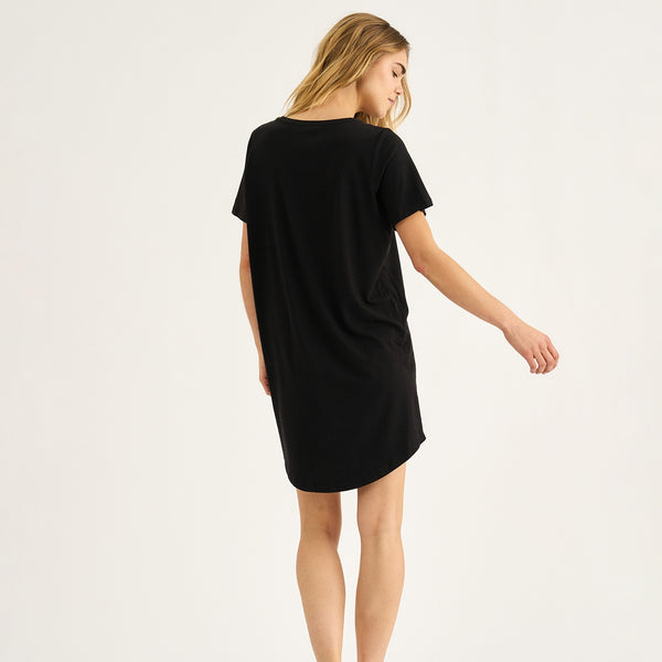 Schwarzes Bambus-T-Shirt-Kleid