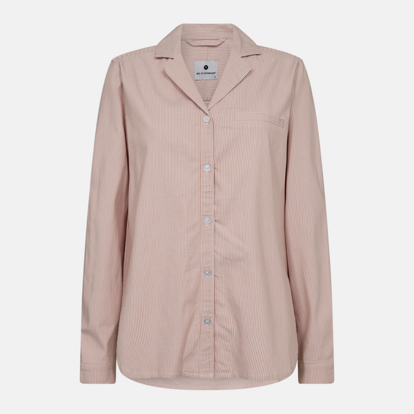 Pink striped bamboo long-sleeved nightgown