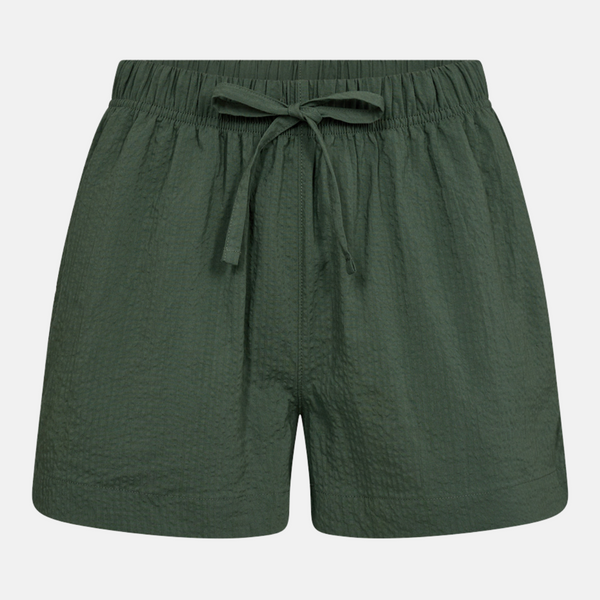 Green bamboo shorts in seersucker quality
