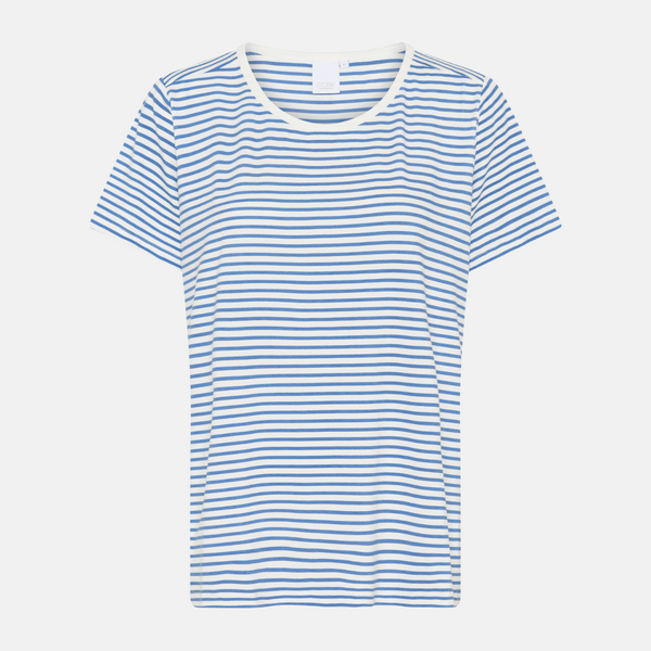 Bea Kurzarm-Bambus-T-Shirt - hellblau gestreift