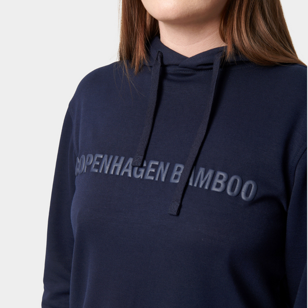 Marineblauer Bambus-Kapuzen-Jogginganzug mit Logo