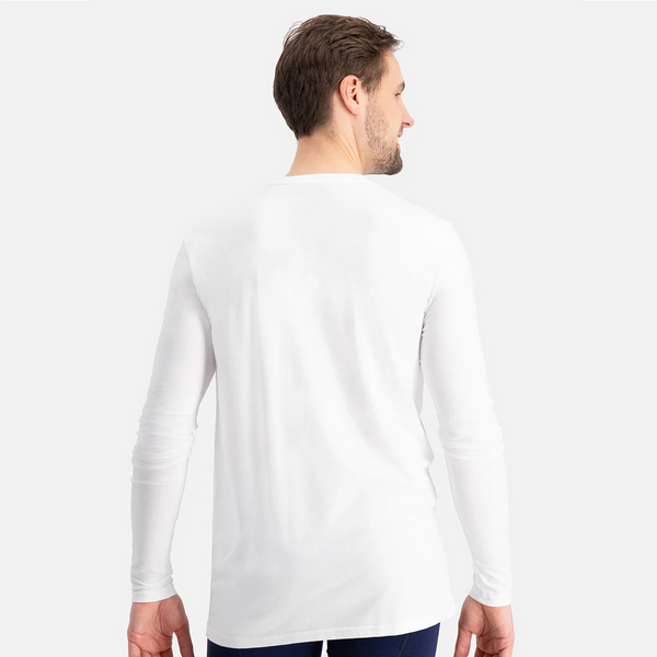 Ralph Bambus Langarm-T-Shirt mit Rundhalsausschnitt - Weiß 2er Pack