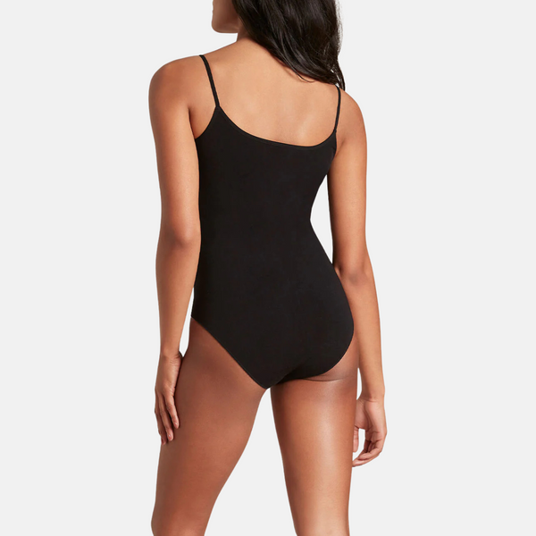 Schwarzer Bambus-Bodystocking mit dünnen Trägern