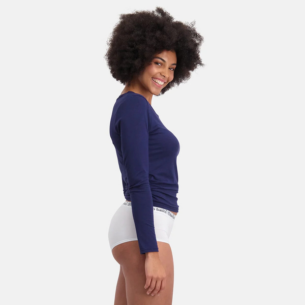 Lara Bambus Langarm-T-Shirt - Navy 2er-Pack