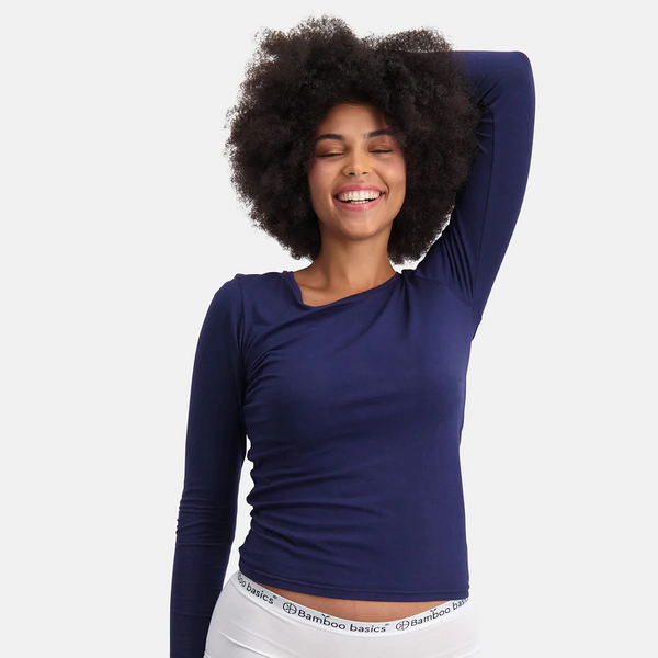 Lara Bambus Langarm-T-Shirt - Navy 2er-Pack