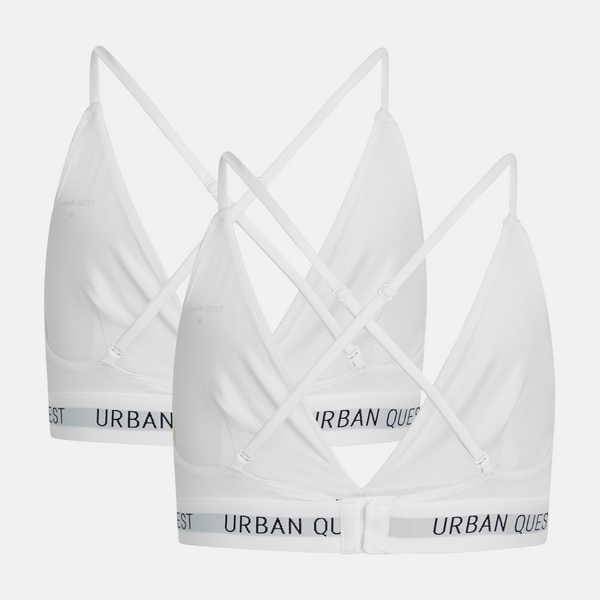 Weißer Bambus Triangel-BH mit verstellbaren Trägern - 2er Pack