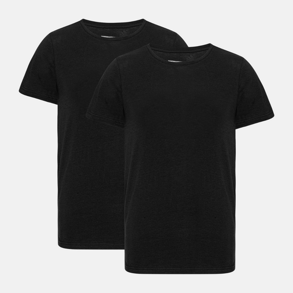 Schwarze Slim Fit Bambus-T-Shirts mit Rundhalsausschnitt - 2er-Pack