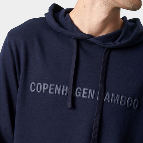 Marineblauer Bambus-Kapuzen-Jogginganzug mit Logo