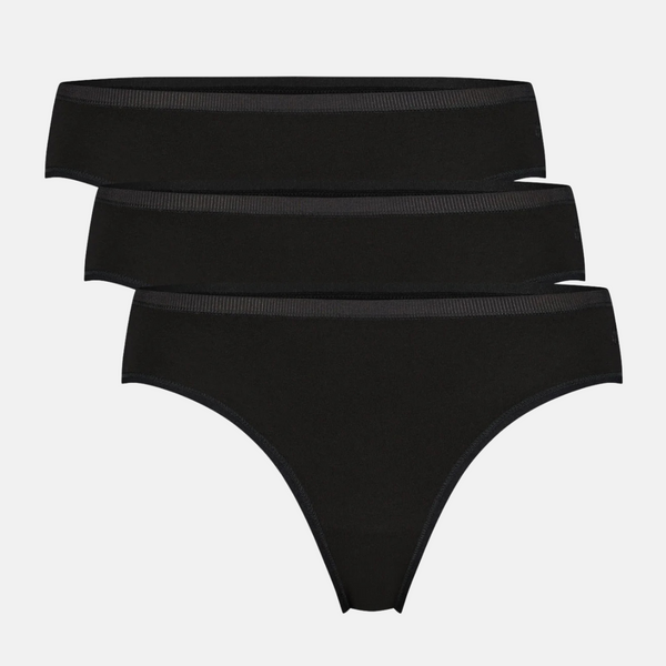 Lola Bambus G-String Slip mit schmalem Gummibund - schwarz 3er Pack
