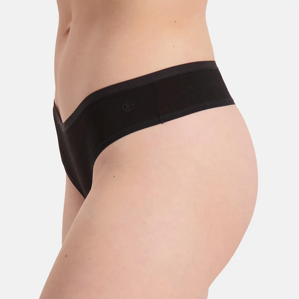 Lola Bambus G-String Slip mit schmalem Gummibund - schwarz 3er Pack