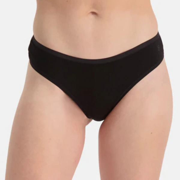 Lola Bambus G-String Slip mit schmalem Gummibund - schwarz 3er Pack