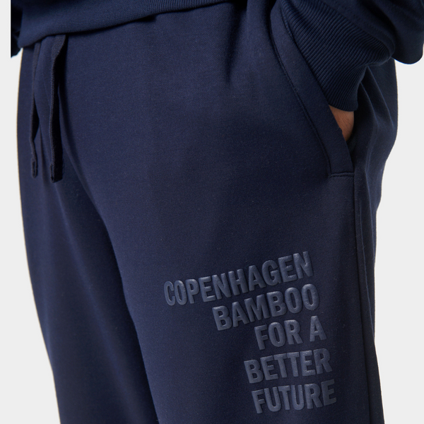 Marineblauer Bambus-Kapuzen-Jogginganzug mit Logo