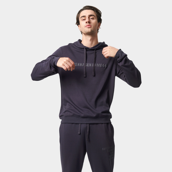 Dunkelgrauer Kapuzenpulli aus Bambus mit Logo