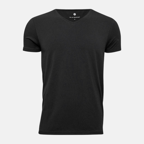 Schwarzes Bambus-T-Shirt mit V-Ausschnitt