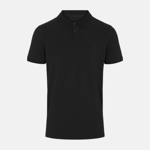 Schwarzes Piqué-Bambus-Poloshirt