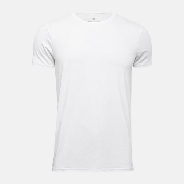 Weißes Bambus-T-Shirt mit Rundhalsausschnitt