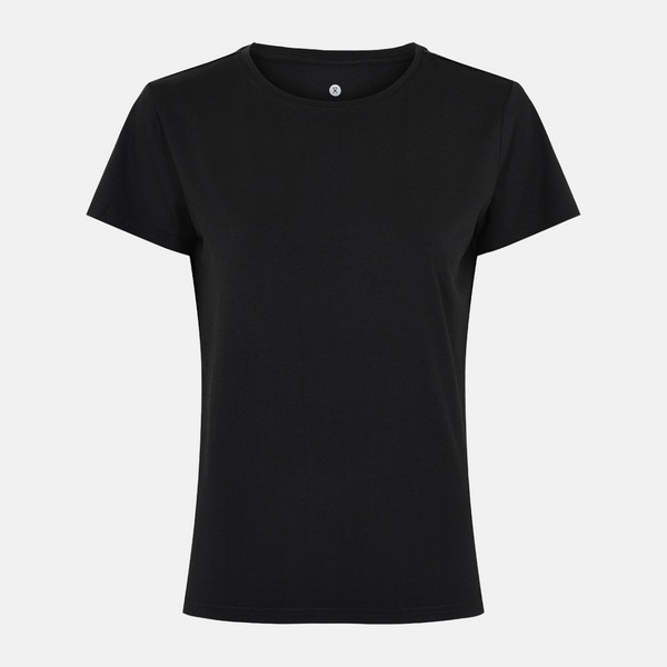 Schwarzes Bambus-T-Shirt mit Rundhalsausschnitt