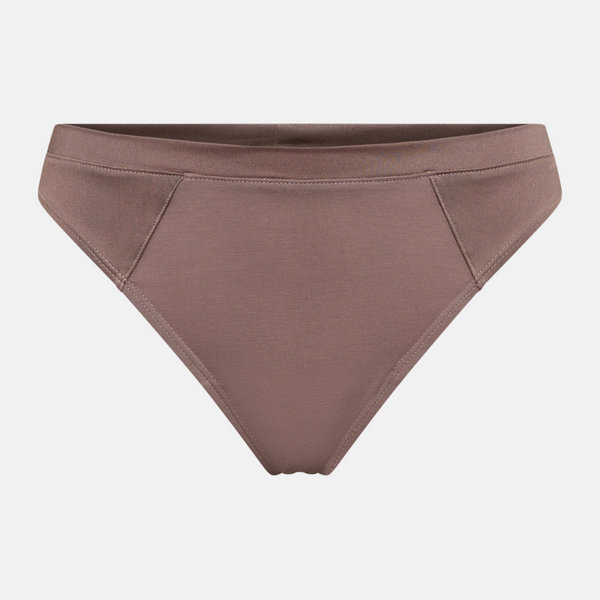 Bambus-Tanga-Slip in Taupe mit femininen Details