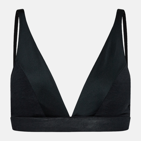 Schwarzer Triangel-BH aus Bambus mit femininen Details