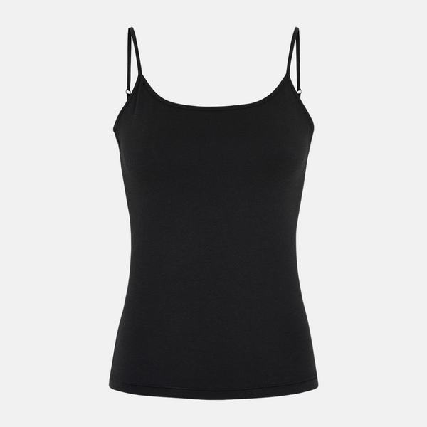 Schwarzes Bambus Tank Top dünner Träger