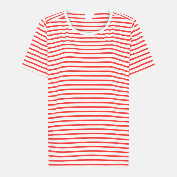 Bea Kurzarm-Bambus-T-Shirt - Rot gestreift