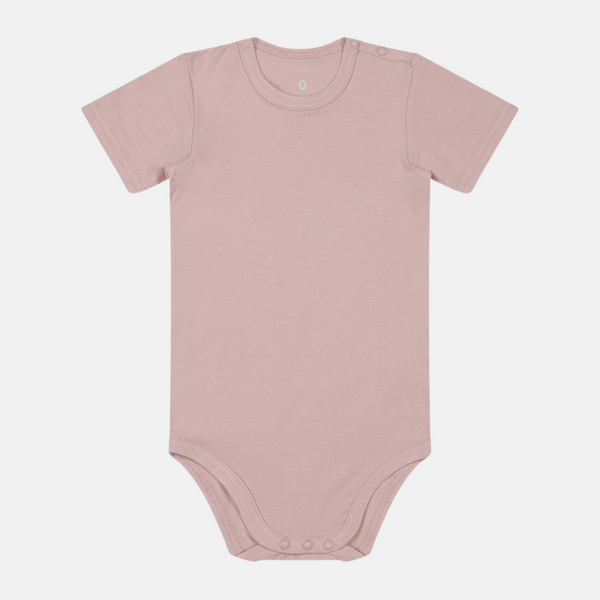 Kurzärmeliger rosa Bambus-Bodysuit