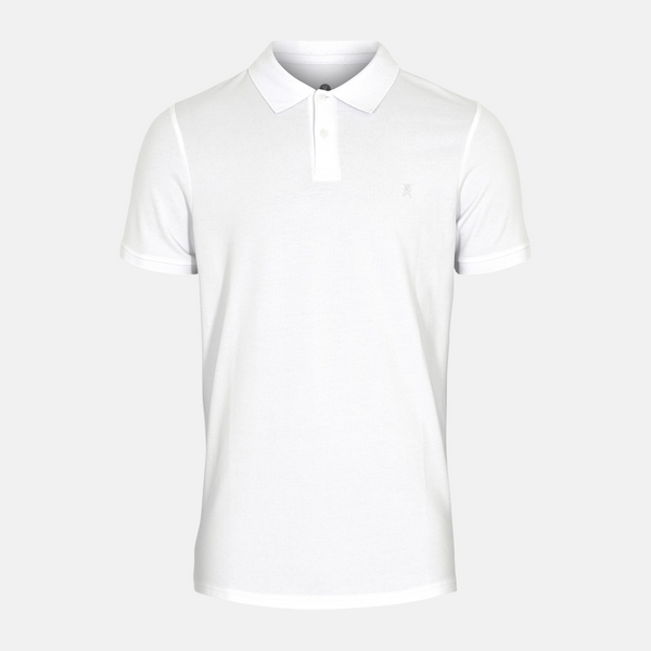 White pique bamboo polo shirt