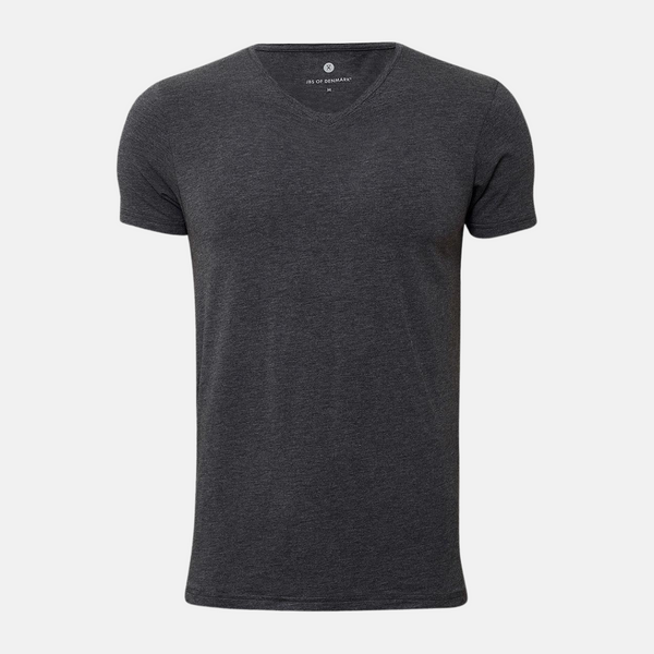 Dunkelgraues Bambus-T-Shirt mit V-Ausschnitt