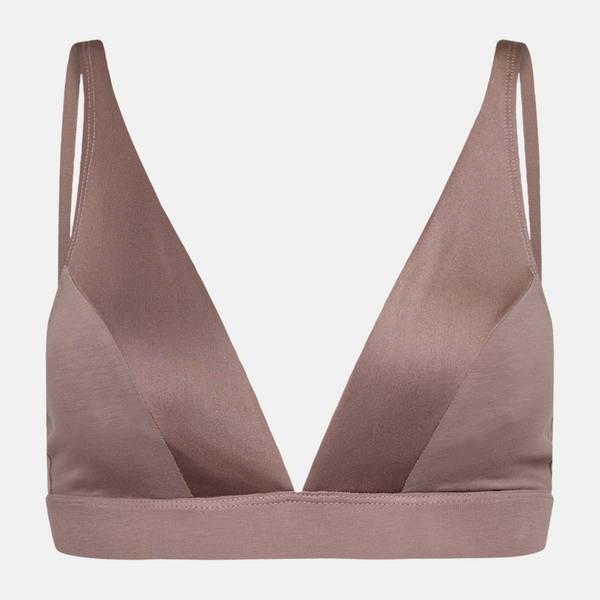 Taupefarbener Triangel-BH aus Bambus mit femininen Details