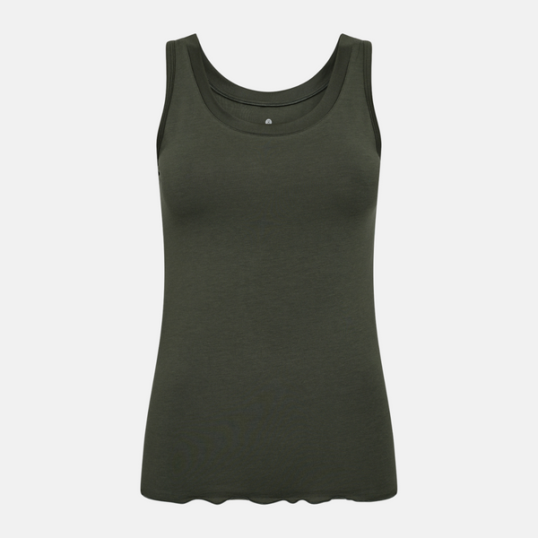 Grünes Bambus-Tanktop mit femininen Details