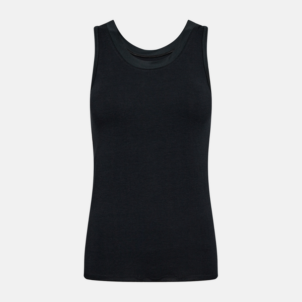 Schwarzes Bambus-Tanktop mit femininen Details