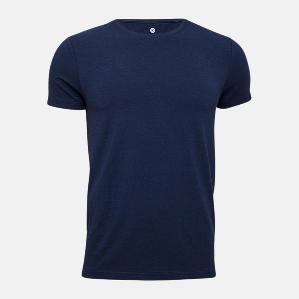 Marineblaues Bambus-T-Shirt mit Rundhalsausschnitt