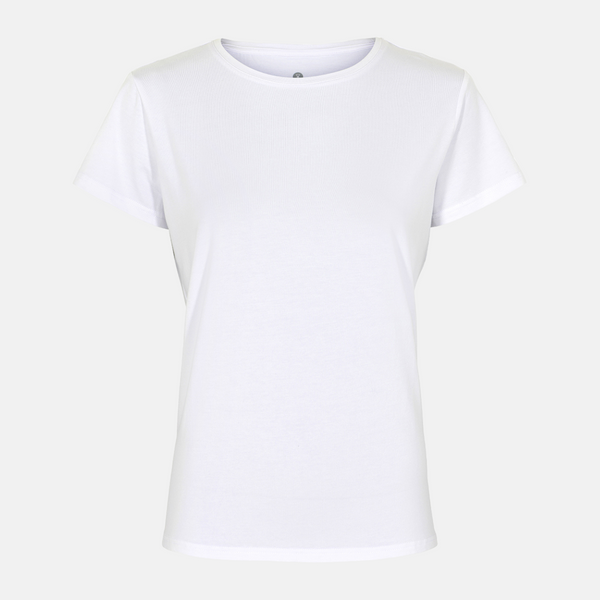 Weißes Bambus-T-Shirt mit Rundhalsausschnitt