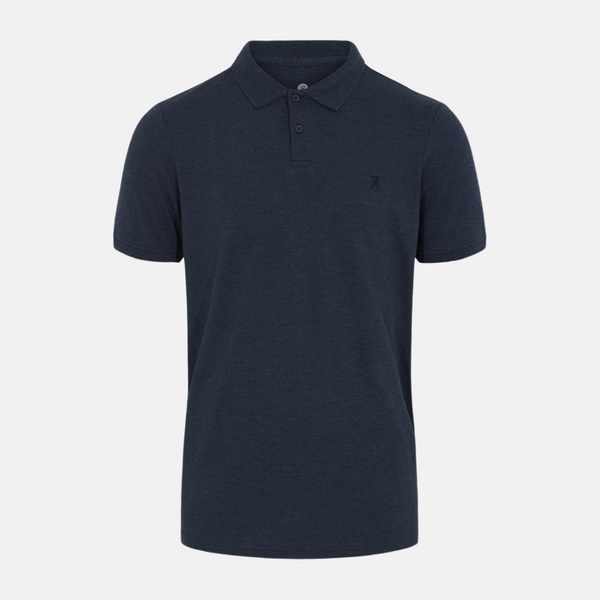 Marineblaues Piqué-Bambus-Poloshirt