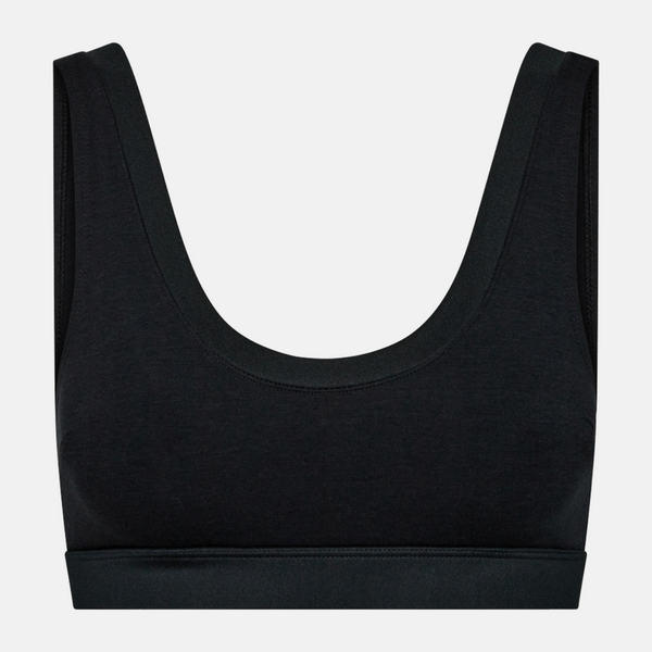 Schwarzes Bambus-BH-Top mit femininen Details