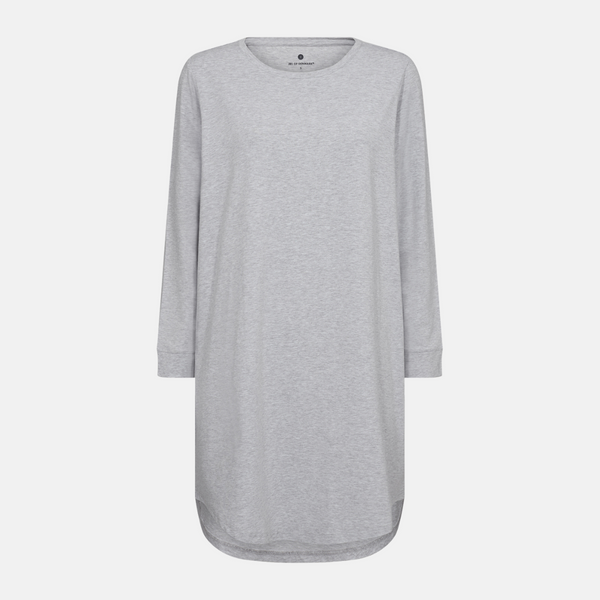 Langärmeliges Bambus-T-Shirt-Kleid hellgrau