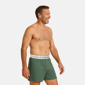2 pak bambus boxershorts i grøn og blå fra Bamboo Basics