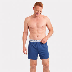 2 pak bambus boxershorts i grøn og blå fra Bamboo Basics