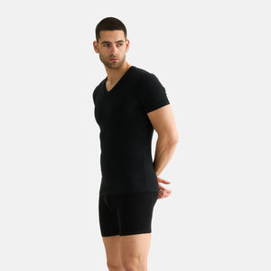 2 pak Sort slim fit bambus V-hals T-shirt fra JBS