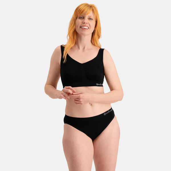 Tess Bambus-Tai-Slip mit schmalem Gummibund - schwarz 3er Pack