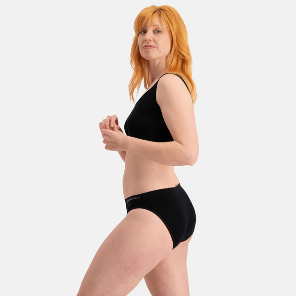Tess Bambus-Tai-Slip mit schmalem Gummibund - schwarz 3er Pack