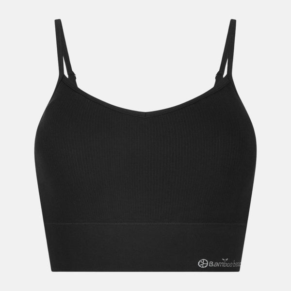 Schwarzer Bambus-BH mit V-Ausschnitt und Futter