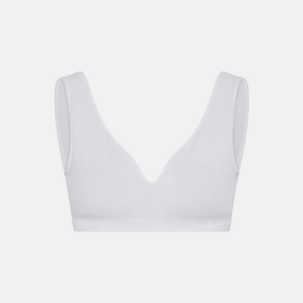 White bamboo bra top with wide straps