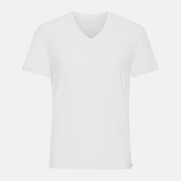 Weiße Slim Fit Bambus-T-Shirts mit V-Ausschnitt - 2er-Pack