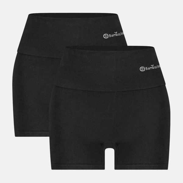 Stella Hotpants aus Bambus mit hoher Taille - Schwarz 2er Pack