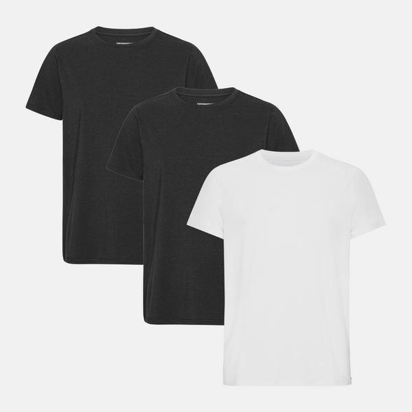 3er-Pack Bambus-T-Shirt schwarz/schwarz/weiß