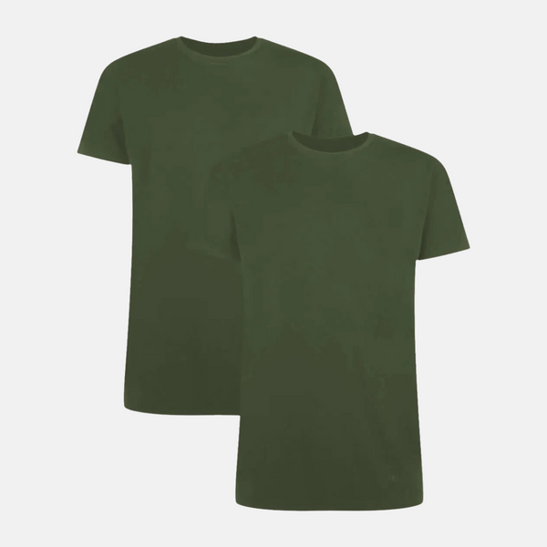 Ruben Bambus T-Shirt mit Rundhalsausschnitt - dunkelgrün 2er Pack