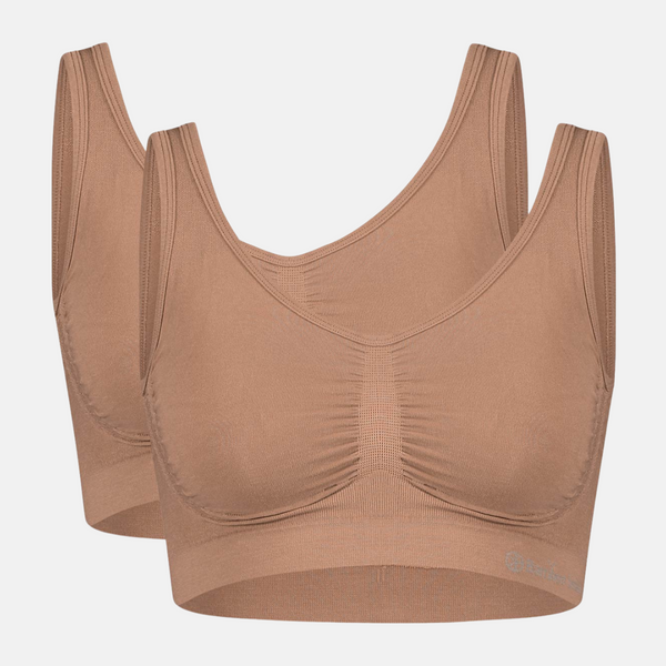 Nova bamboo bra without padding - tan nude 2 pack